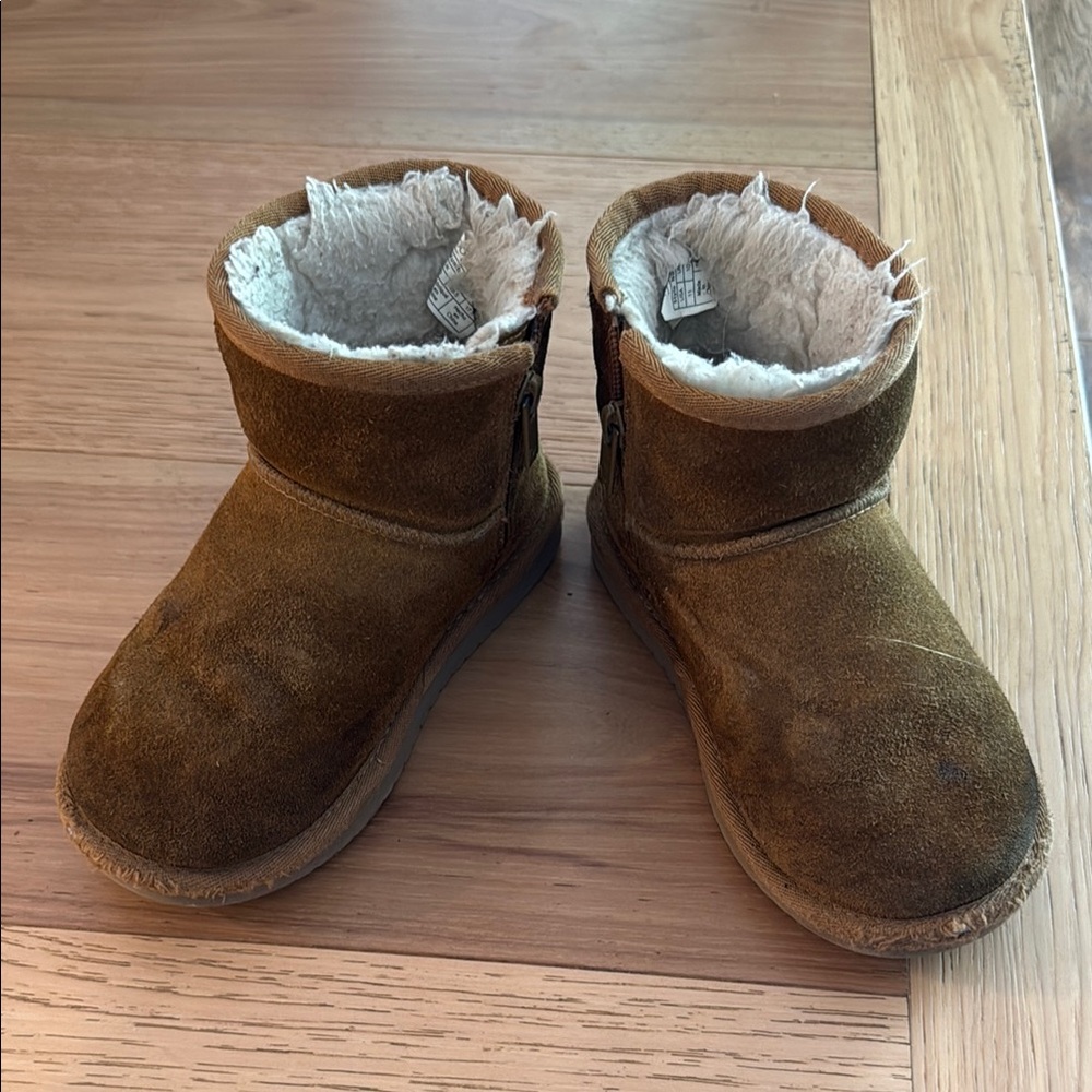 Brown Suede Baby Boots with Faux Fur Lining